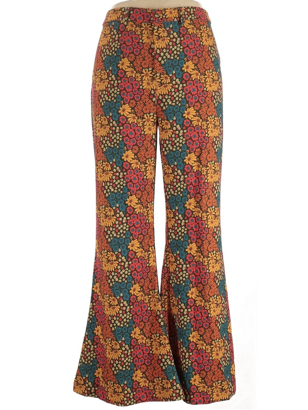 Vintage-Inspired Wide Leg Multi-Color Floral Pants